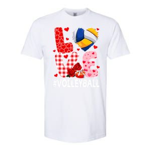 Love Volleyball Ball Heart Shape Red Plaid ValentineS Day Softstyle CVC T-Shirt