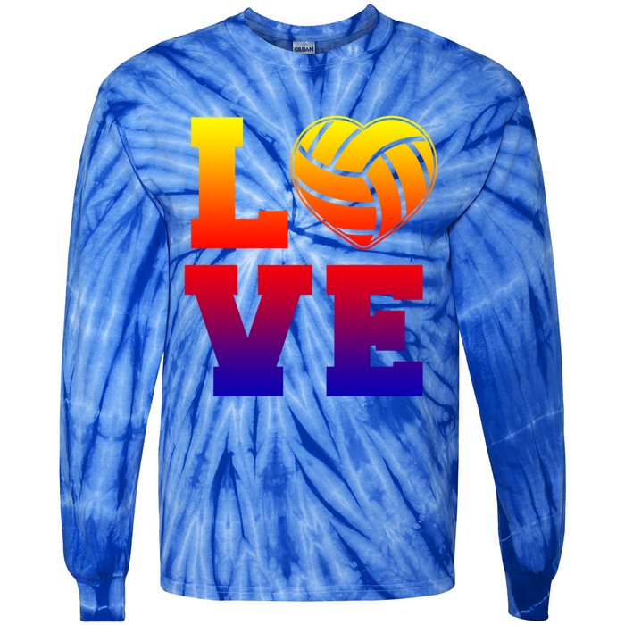 Love Volleyball Cute Gift Tie-Dye Long Sleeve Shirt