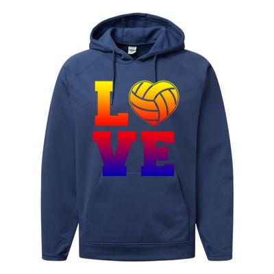 Love Volleyball Cute Gift Performance Fleece Hoodie