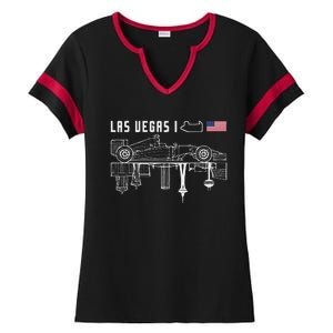 Las Vegas Circuit Us America Formula Racing Race Car Lovers Ladies Halftime Notch Neck Tee