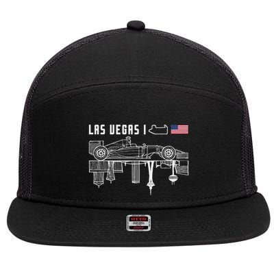Las Vegas Circuit Us America Formula Racing Race Car Lovers 7 Panel Mesh Trucker Snapback Hat