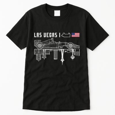 Las Vegas Circuit Us America Formula Racing Race Car Lovers Tall T-Shirt
