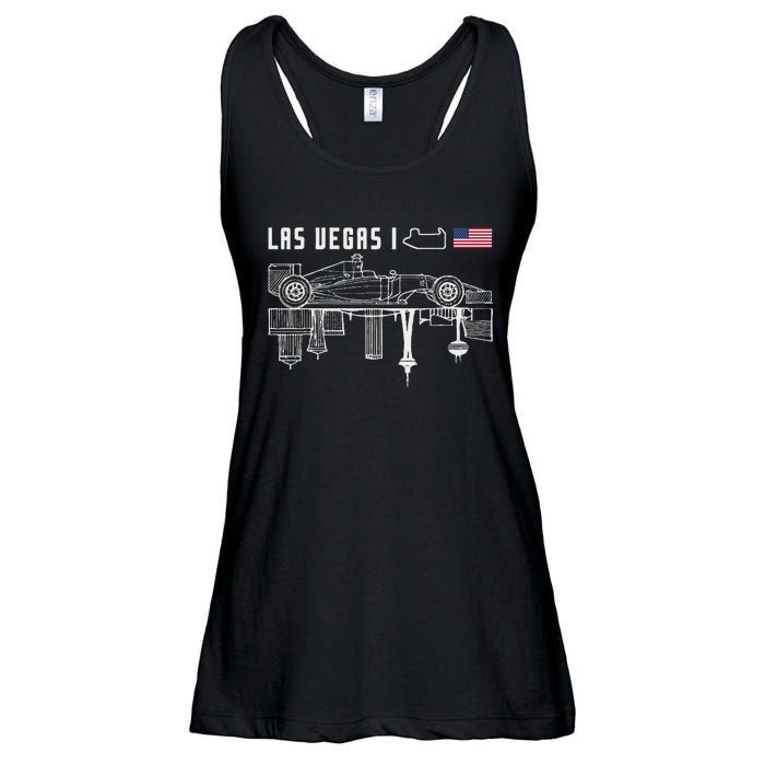 Las Vegas Circuit Us America Formula Racing Race Car Lovers Ladies Essential Flowy Tank