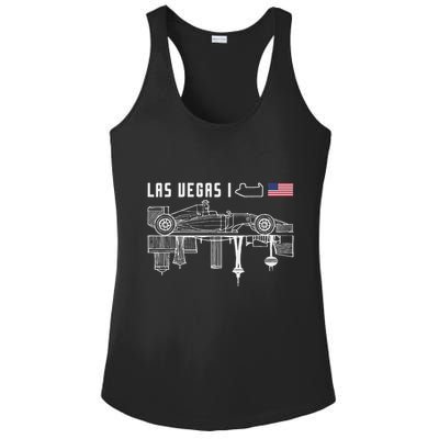 Las Vegas Circuit Us America Formula Racing Race Car Lovers Ladies PosiCharge Competitor Racerback Tank