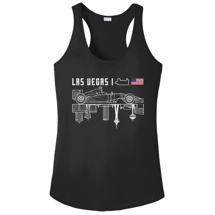 Las Vegas Circuit Us America Formula Racing Race Car Lovers Ladies PosiCharge Competitor Racerback Tank