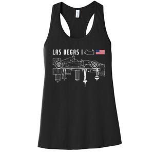 Las Vegas Circuit Us America Formula Racing Race Car Lovers Women's Racerback Tank