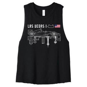 Las Vegas Circuit Us America Formula Racing Race Car Lovers Women's Racerback Cropped Tank