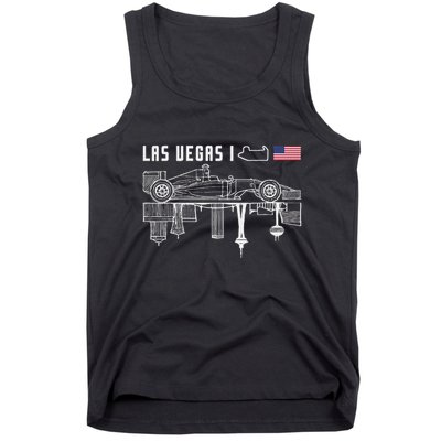 Las Vegas Circuit Us America Formula Racing Race Car Lovers Tank Top