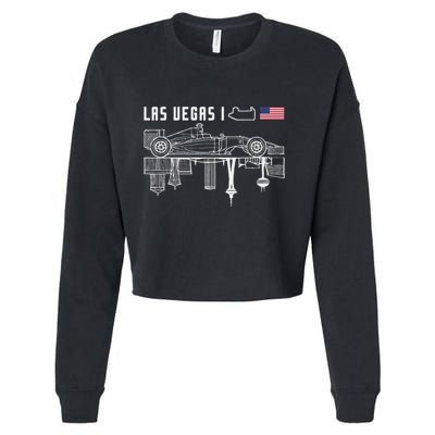 Las Vegas Circuit Us America Formula Racing Race Car Lovers Cropped Pullover Crew