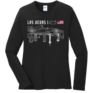 Las Vegas Circuit Us America Formula Racing Race Car Lovers Ladies Long Sleeve Shirt