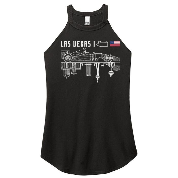 Las Vegas Circuit Us America Formula Racing Race Car Lovers Women's Perfect Tri Rocker Tank