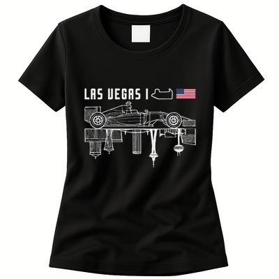 Las Vegas Circuit Us America Formula Racing Race Car Lovers Womens T-Shirt