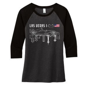 Las Vegas Circuit Us America Formula Racing Race Car Lovers Women's Tri-Blend 3/4-Sleeve Raglan Shirt