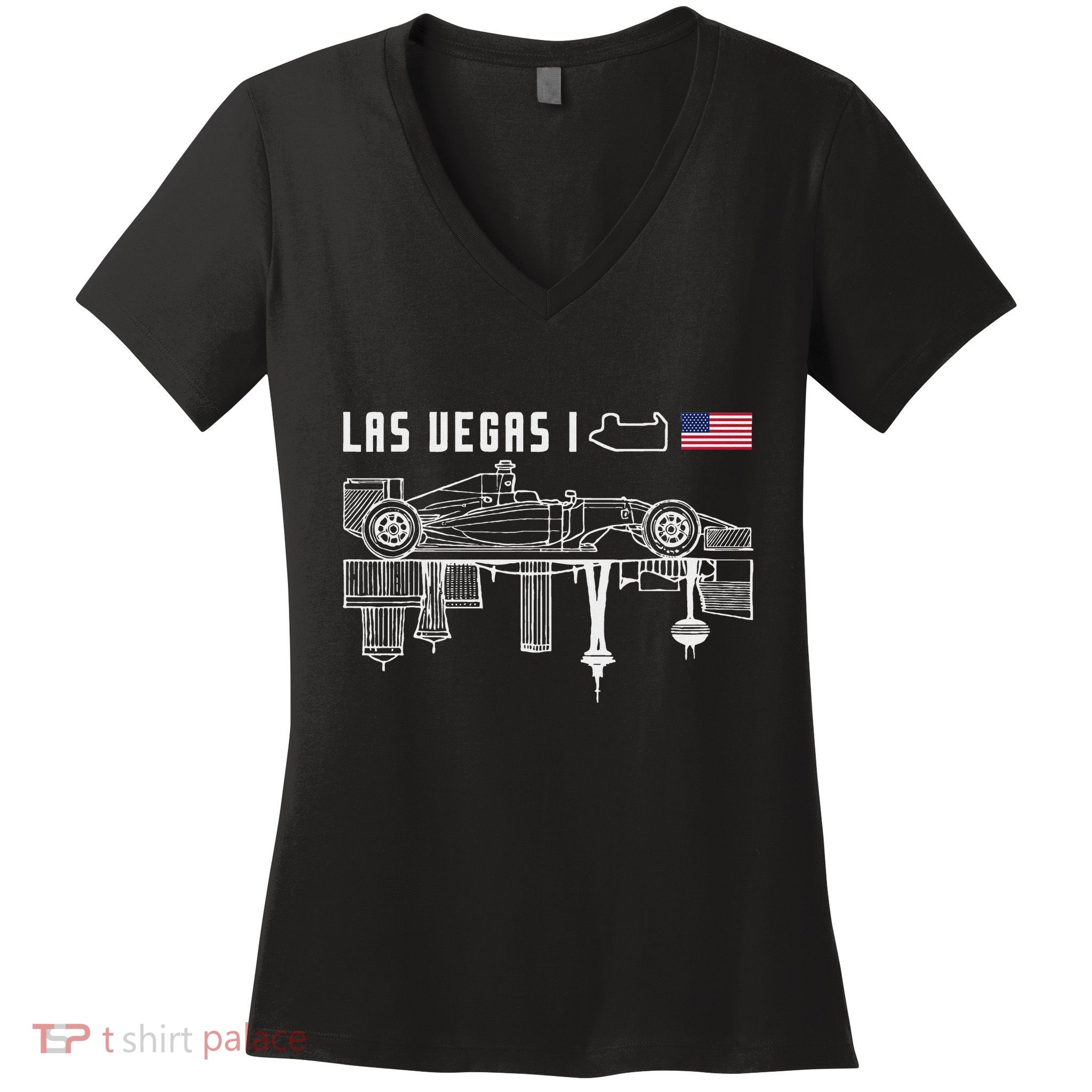 Las Vegas Circuit Us America Formula Racing Race Car Lovers Women's V-Neck T-Shirt