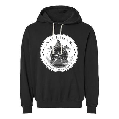 Lake View Compass Michigan Logo Garment-Dyed Fleece Hoodie
