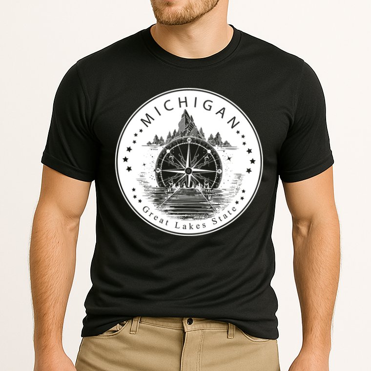 Lake View Compass Michigan Logo Cooling Performance Crew T-Shirt