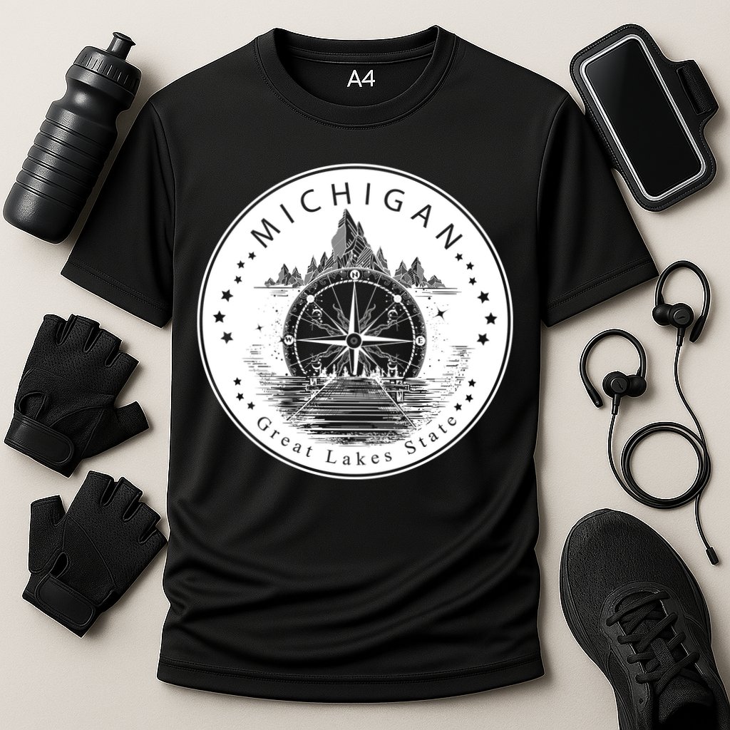 Lake View Compass Michigan Logo Cooling Performance Crew T-Shirt