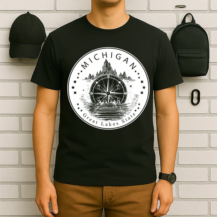 Lake View Compass Michigan Logo T-Shirt