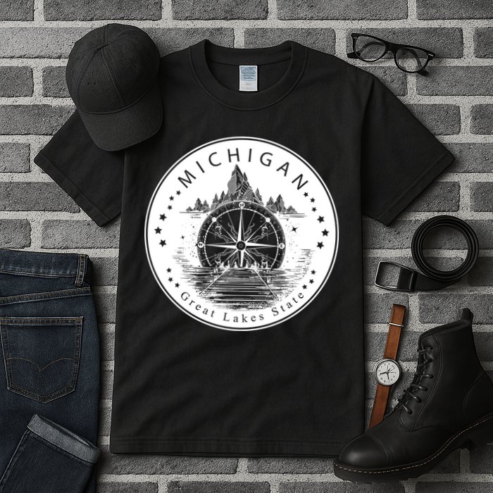Lake View Compass Michigan Logo Tall T-Shirt