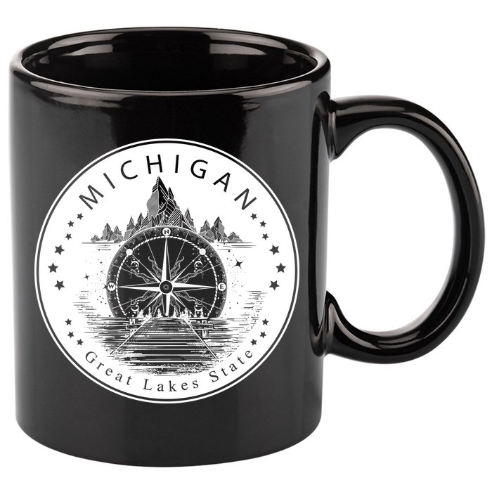 Lake View Compass Michigan Logo 11oz C Handle Ceramic Mug