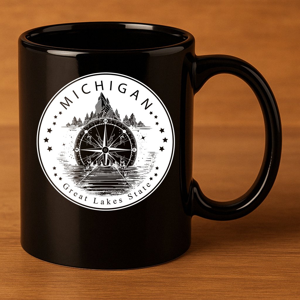 Lake View Compass Michigan Logo 11oz C Handle Ceramic Mug