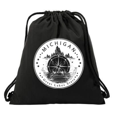 Lake View Compass Michigan Logo Drawstring Bag