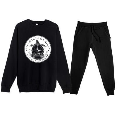 Lake View Compass Michigan Logo Premium Crewneck Sweatsuit Set