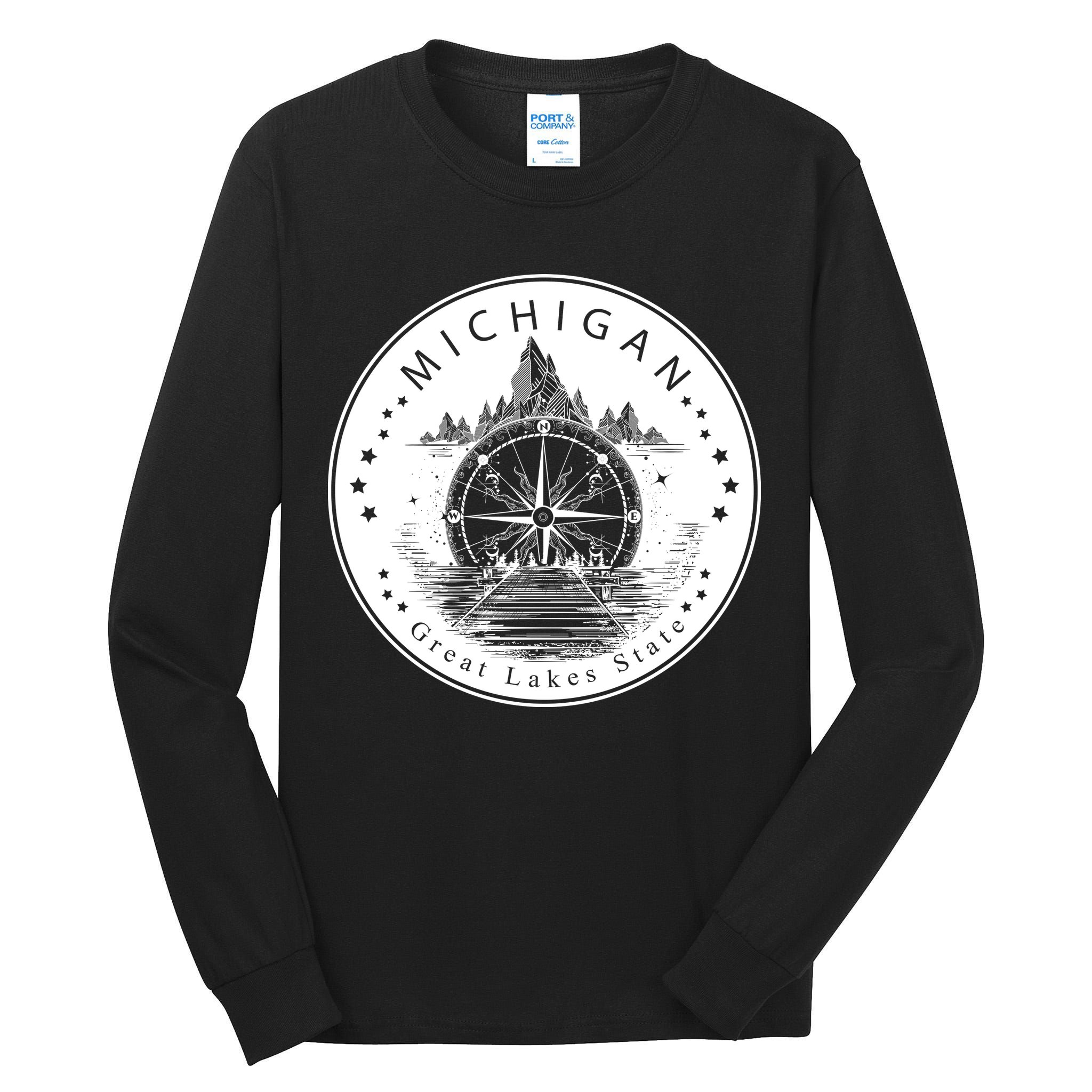 Lake View Compass Michigan Logo Tall Long Sleeve T-Shirt