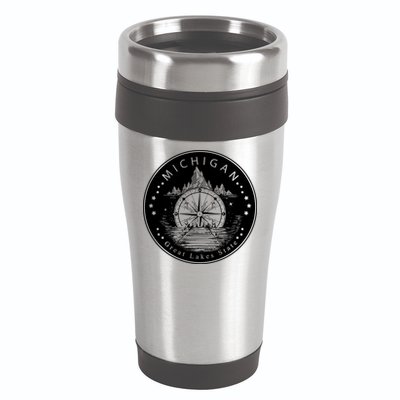 Lake View Compass Michigan Logo 16oz Travel Tumbler