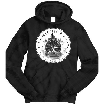 Lake View Compass Michigan Logo Tie Dye Hoodie