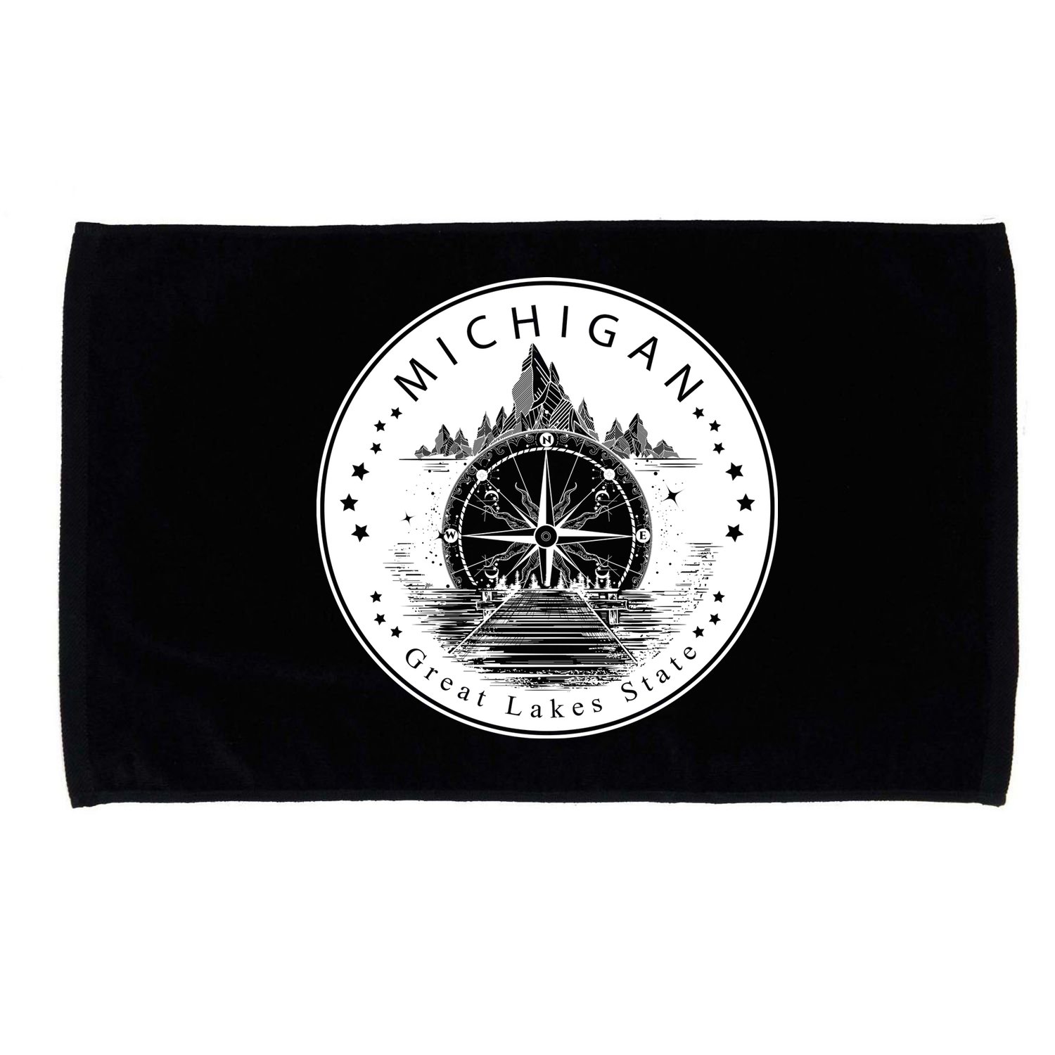 Lake View Compass Michigan Logo Microfiber Hand Towel
