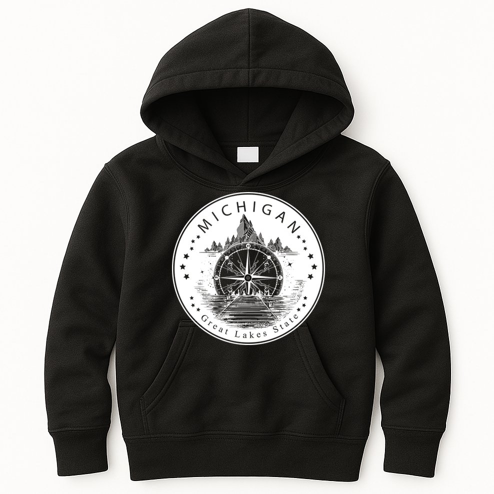 Lake View Compass Michigan Logo Kids Hoodie