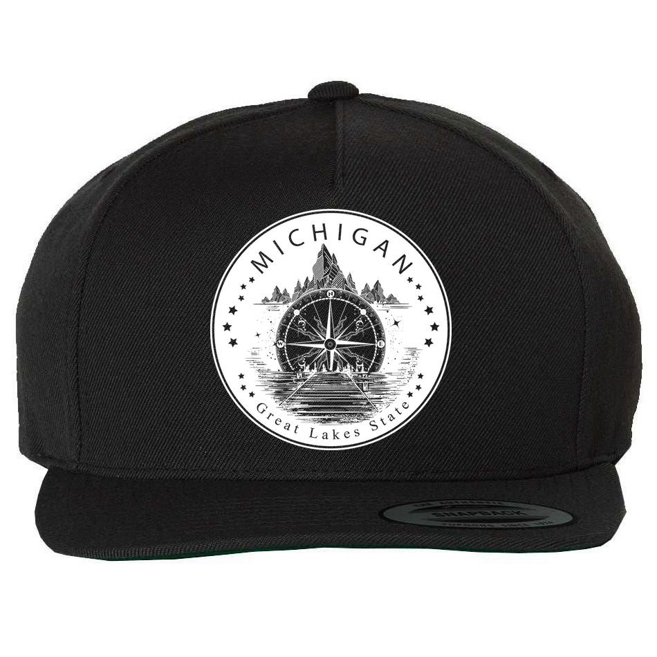 Lake View Compass Michigan Logo Wool Snapback Cap