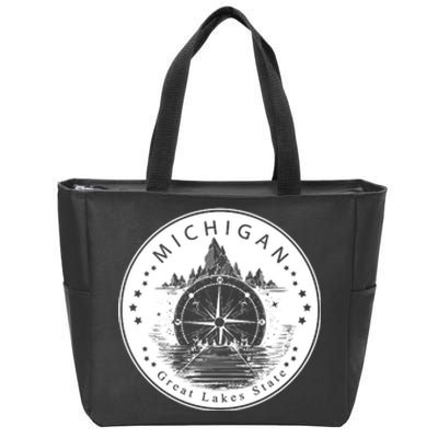 Lake View Compass Michigan Logo Zip Tote Bag