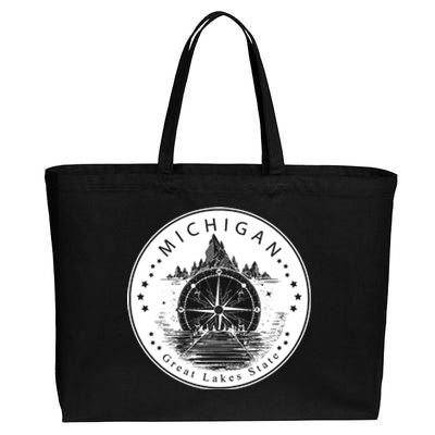 Lake View Compass Michigan Logo Cotton Canvas Jumbo Tote