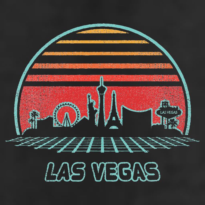 Las Vegas City Skyline Retro 80s Style Adult Drive Performance Visor