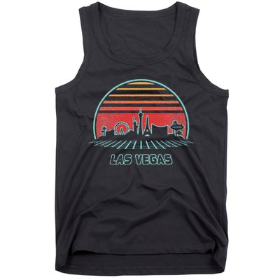 Las Vegas City Skyline Retro 80s Style Tank Top