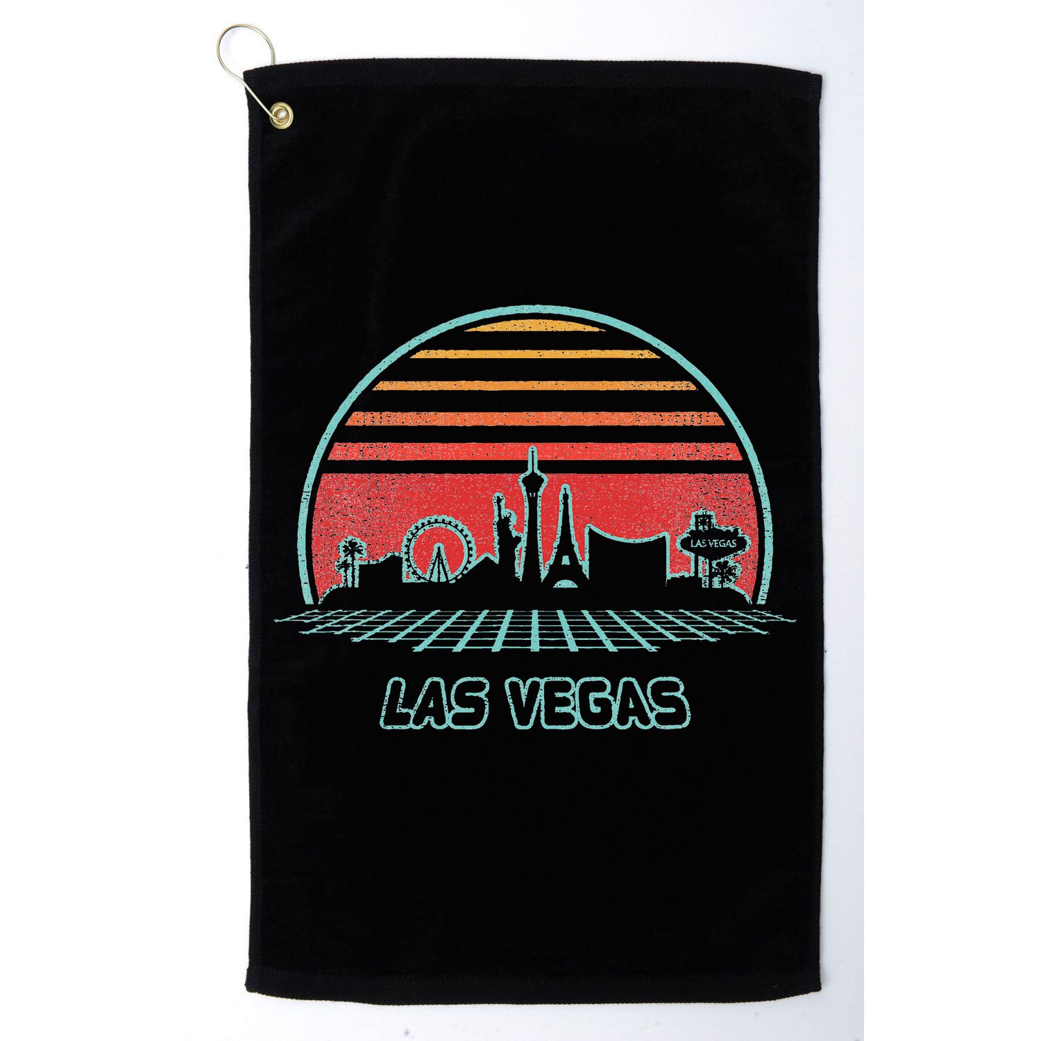 Las Vegas City Skyline Retro 80s Style Golf Towel