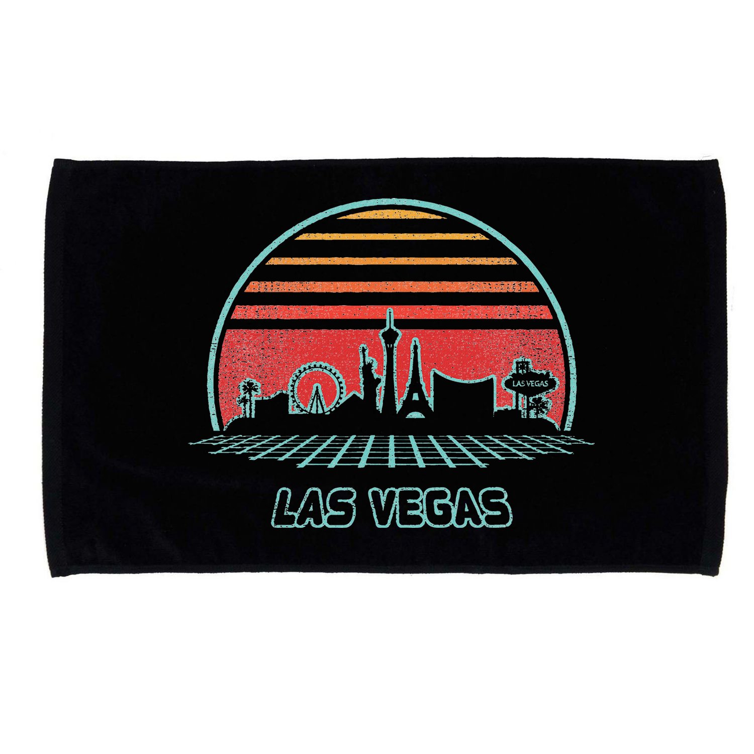 Las Vegas City Skyline Retro 80s Style Microfiber Hand Towel