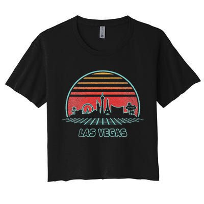 Las Vegas City Skyline Retro 80s Style Crop Top