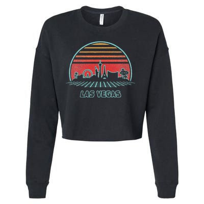 Las Vegas City Skyline Retro 80s Style Cropped Pullover Crew