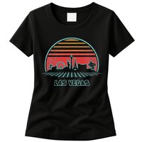 Las Vegas City Skyline Retro 80s Style Womens T-Shirt