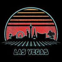 Las Vegas City Skyline Retro 80s Style Womens T-Shirt