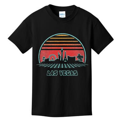Las Vegas City Skyline Retro 80s Style Kids T-Shirt