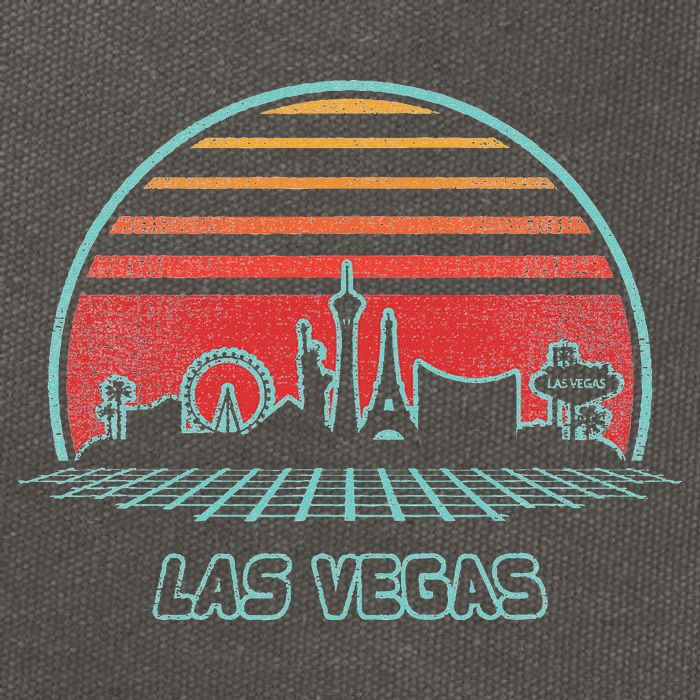 Las Vegas City Skyline Retro 80s Style Cotton Canvas Backpack
