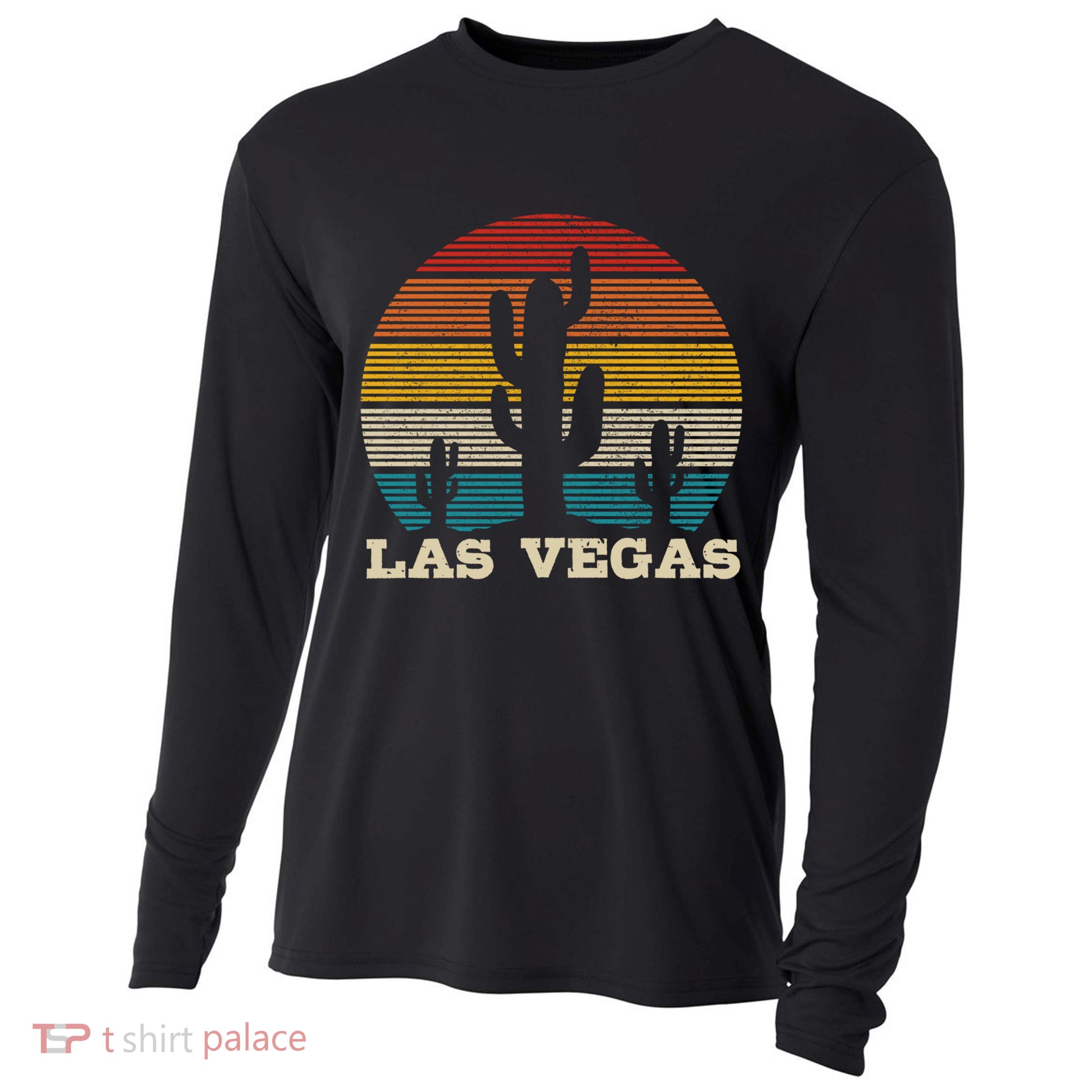 Las Vegas Cactus Vintage Retro Desert Souvenir Gift Cooling Performance Long Sleeve Crew