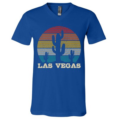 Las Vegas Cactus Vintage Retro Desert Souvenir Gift V-Neck T-Shirt
