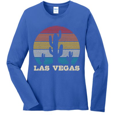 Las Vegas Cactus Vintage Retro Desert Souvenir Gift Ladies Long Sleeve Shirt