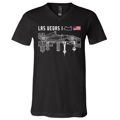 Las Vegas Circuit Us America Formula Racing Race Car Lovers V-Neck T-Shirt