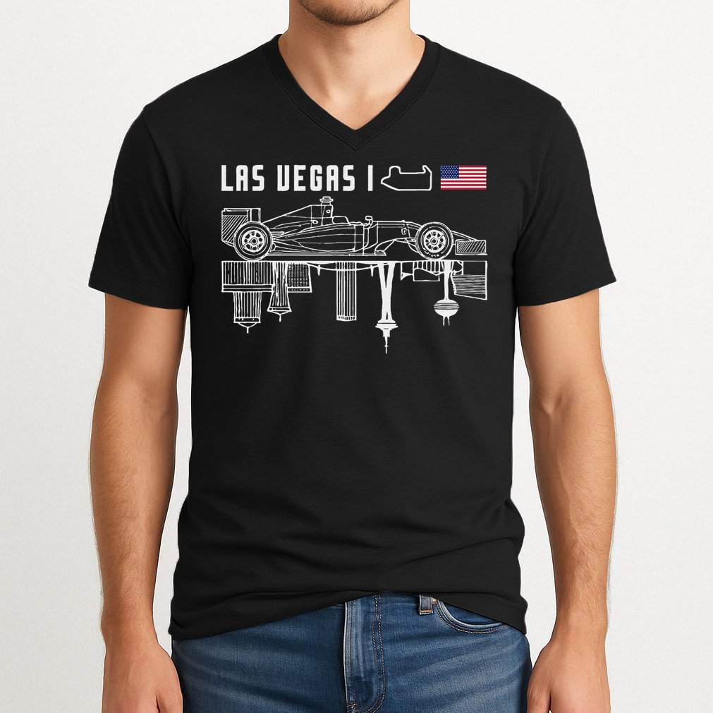 Las Vegas Circuit Us America Formula Racing Race Car Lovers V-Neck T-Shirt